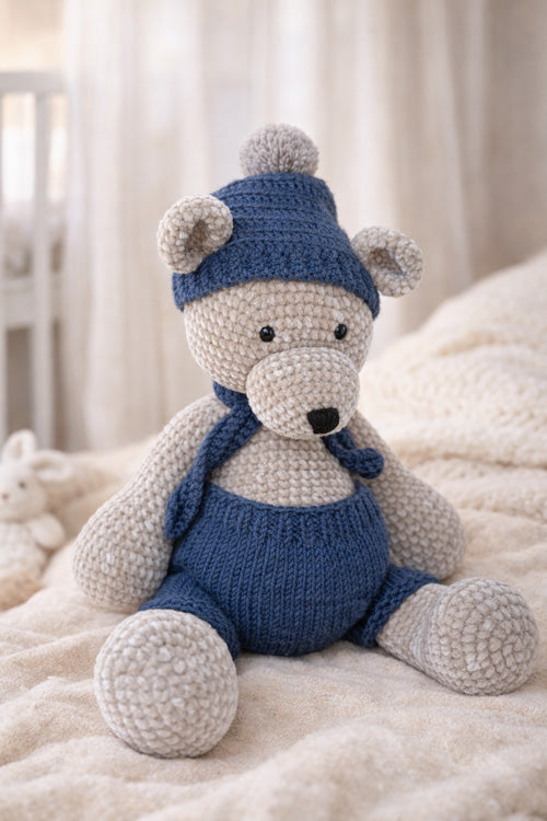 Håndlavet hæklet bamse 45 cm