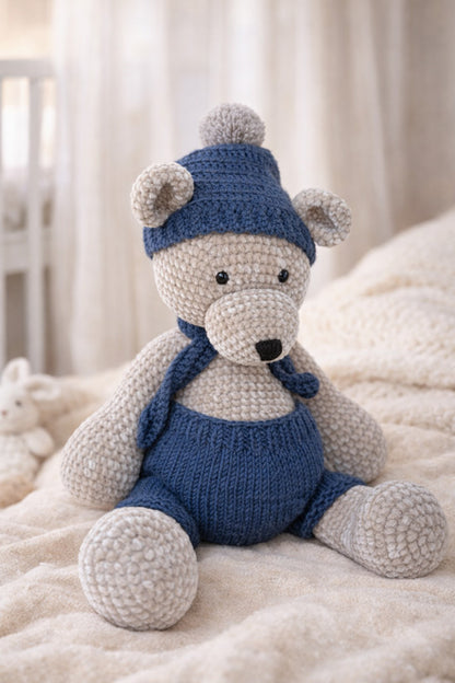 Håndlavet hæklet bamse 45 cm