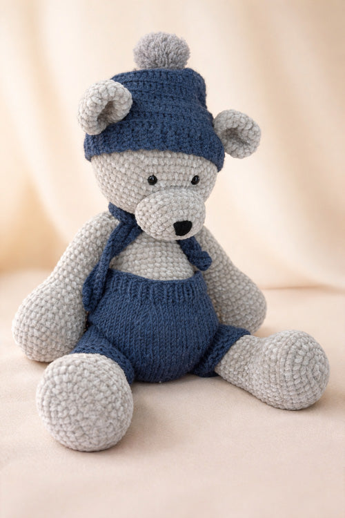 Håndlavet hæklet bamse 45 cm