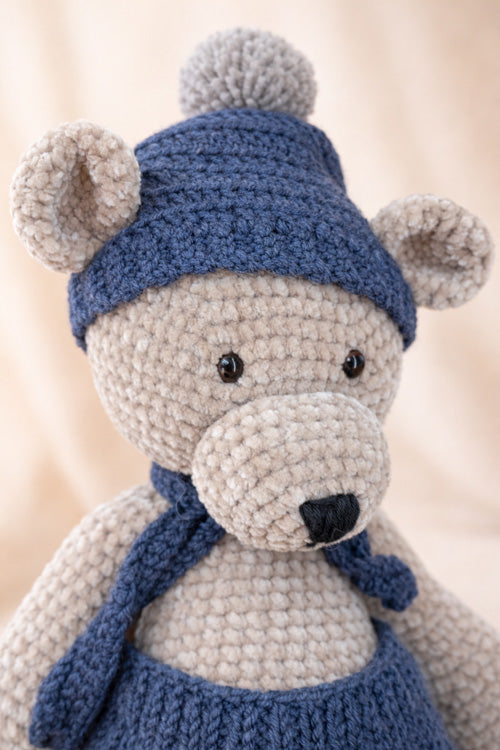 Håndlavet hæklet bamse 45 cm
