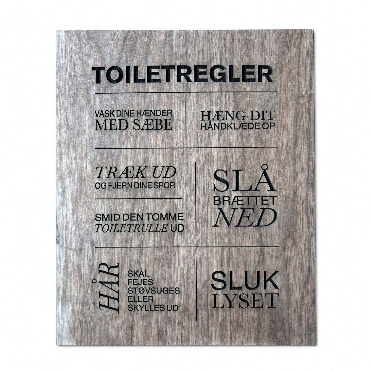 Skilt med toiletregler