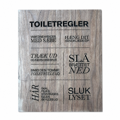 Skilt med toiletregler