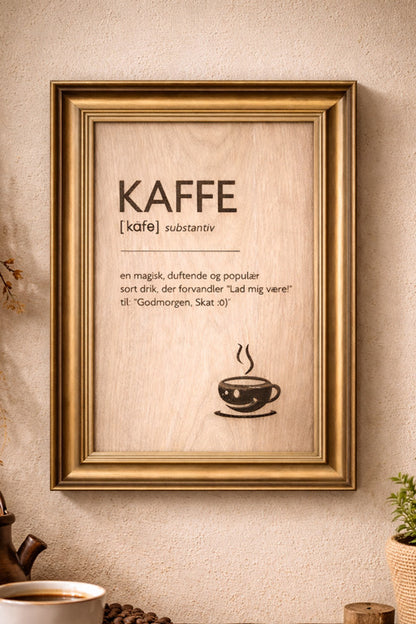Unikt - Skilt i træ - ordet KAFFE