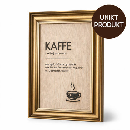 Unikt - Skilt i træ - ordet KAFFE