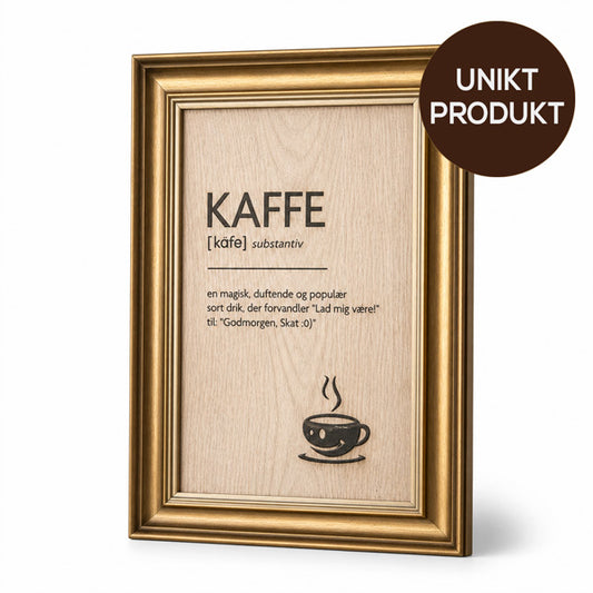 Unikt - Skilt i træ - ordet KAFFE