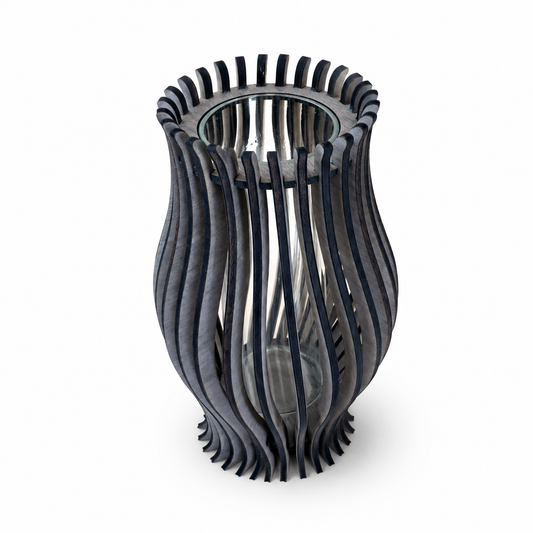 Vase i mørk valnøddetræ - 19 cm